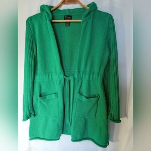 Vintage Pure Handknit Hooded Sweater With Belt size M/L